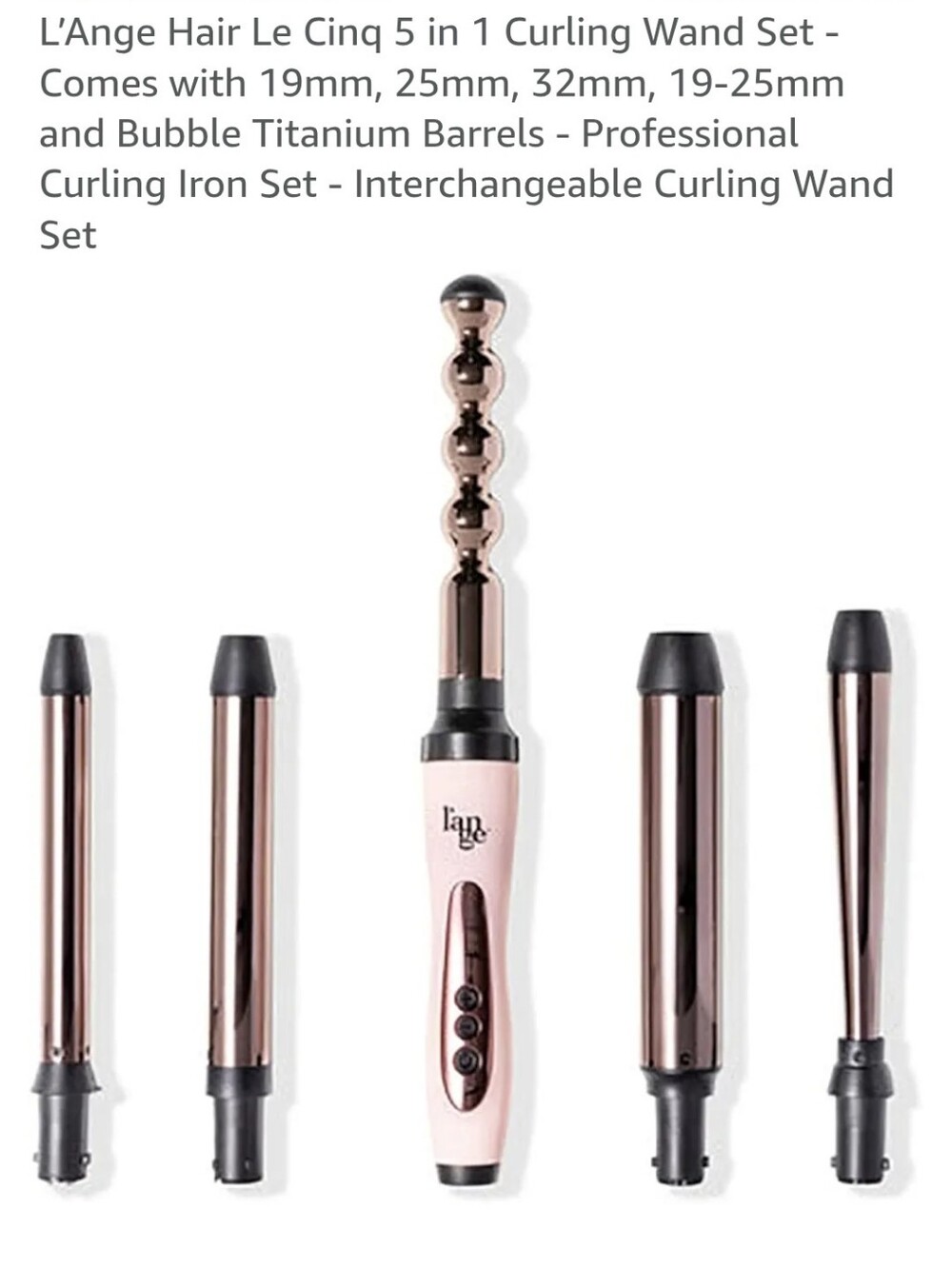 L'ange Hair Le Cinq 5-in-1 Curling Wand Set in Blush